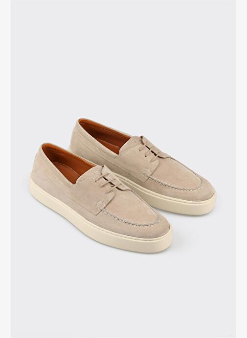 Bej Deri Erkek Günlük Ayakkabı - Görsel 3