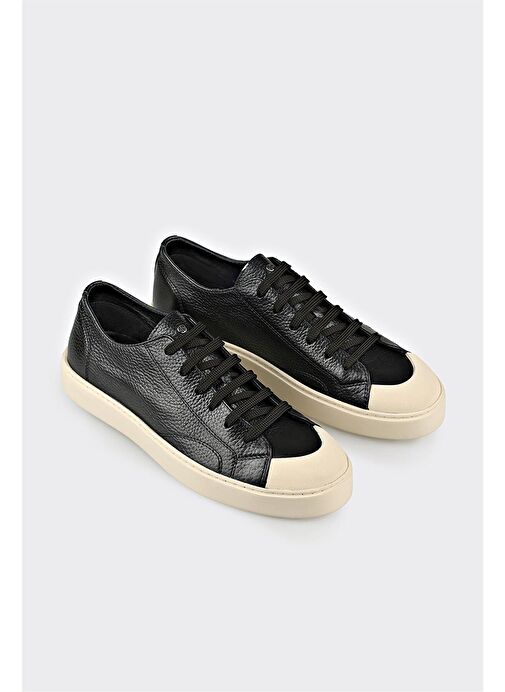 Siyah Deri Erkek Spor Ayakkabı - Görsel 3