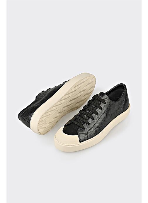 Siyah Deri Erkek Spor Ayakkabı - Görsel 4