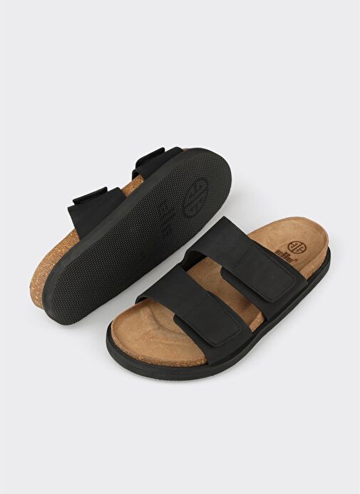 Siyah Deri Erkek Terlik - Görsel 4