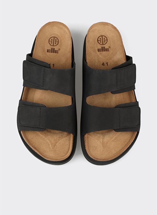 Siyah Deri Erkek Terlik - Görsel 5