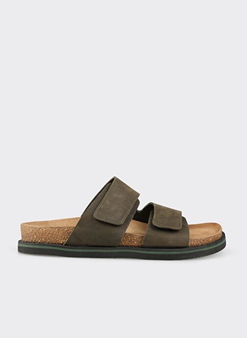 Haki Deri Erkek Terlik - Görsel 2