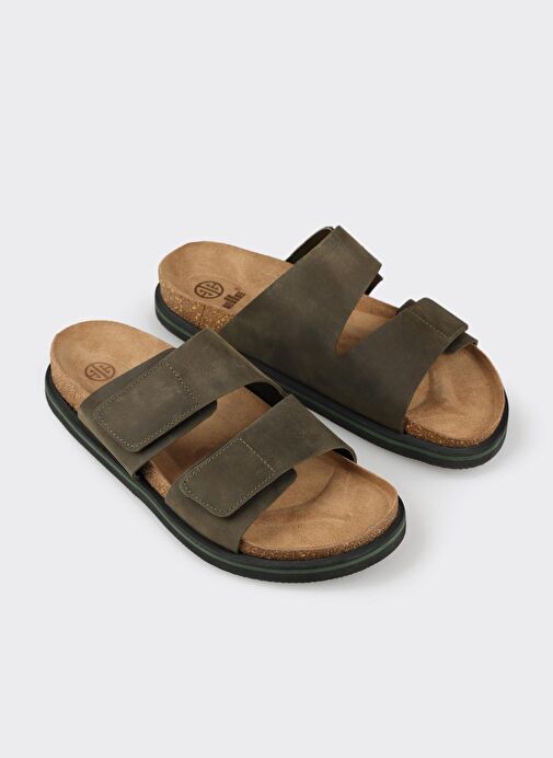 Haki Deri Erkek Terlik - Görsel 3