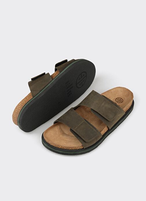 Haki Deri Erkek Terlik - Görsel 4