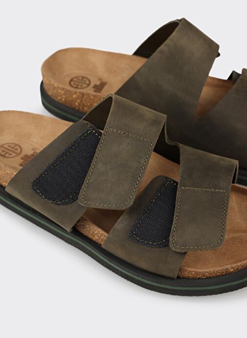 Haki Deri Erkek Terlik - Görsel 6