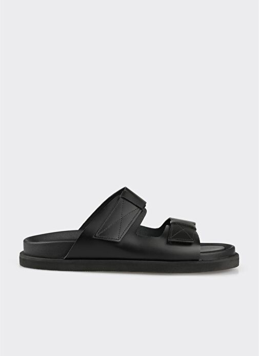 Siyah Deri Erkek Terlik - Görsel 2