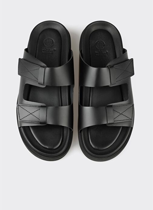 Siyah Deri Erkek Terlik - Görsel 5