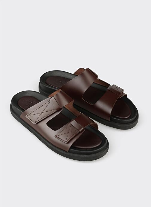 Kahve Deri Erkek Terlik - Görsel 3