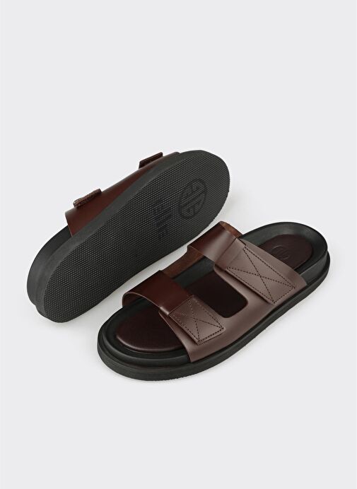 Kahve Deri Erkek Terlik - Görsel 4