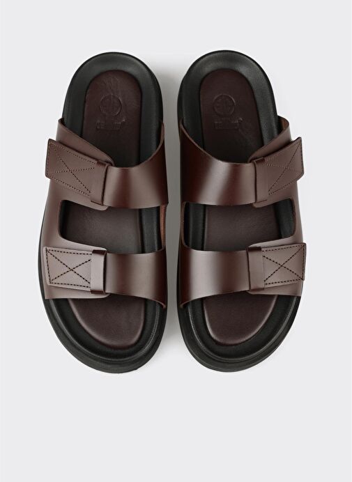 Kahve Deri Erkek Terlik - Görsel 5