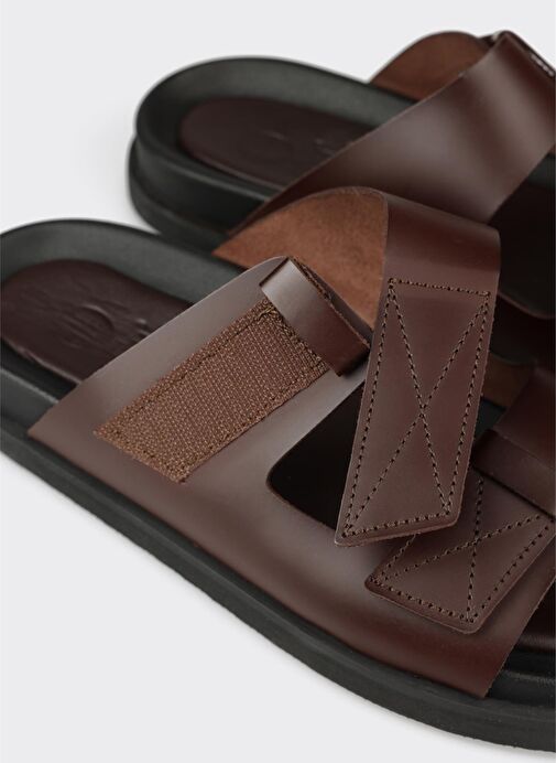 Kahve Deri Erkek Terlik - Görsel 6