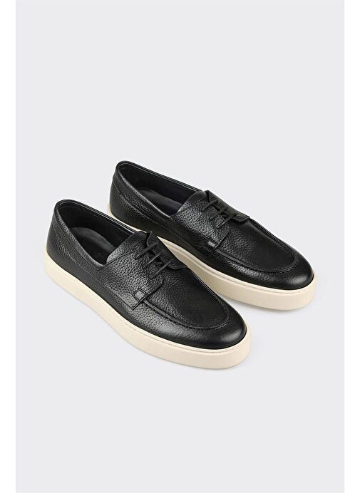 Siyah Deri Erkek Günlük Ayakkabı - Görsel 3