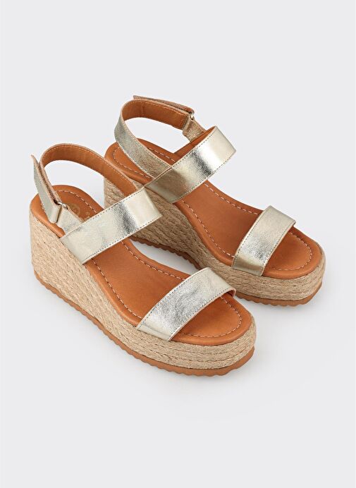 Gold Deri Kadın Espadril - Görsel 3