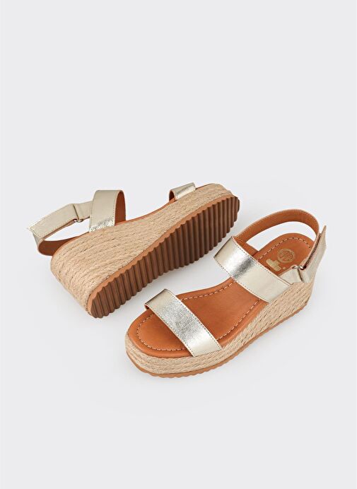 Gold Deri Kadın Espadril - Görsel 4