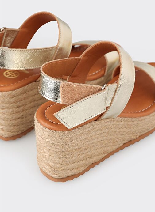 Gold Deri Kadın Espadril - Görsel 5