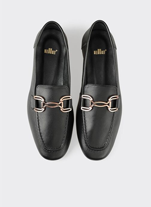 Siyah Deri Kadın Loafer - Görsel 5