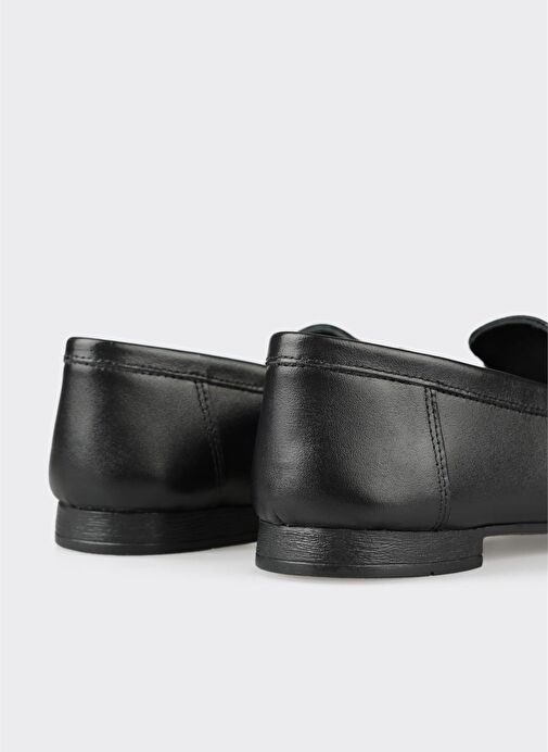 Siyah Deri Kadın Loafer - Görsel 6