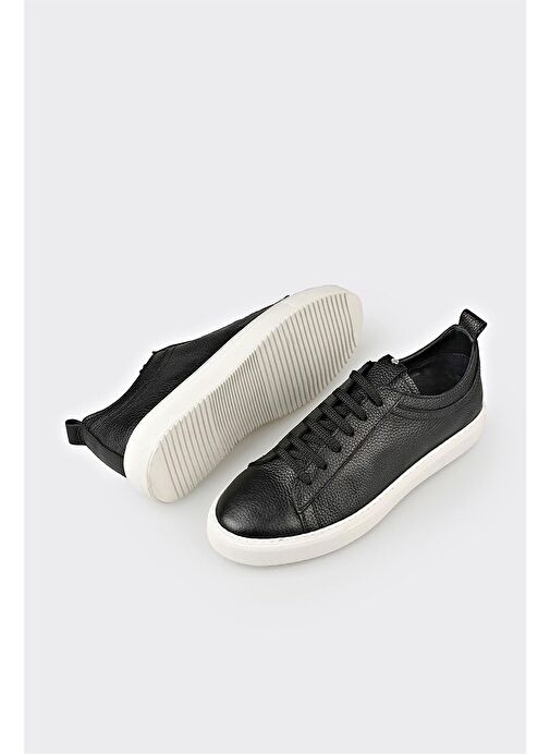 Siyah Deri Erkek Günlük Ayakkabı - Görsel 4