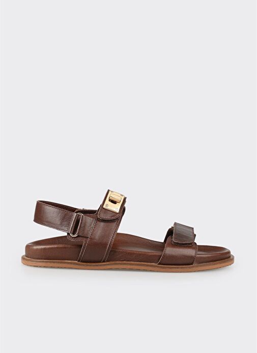 Kahve Deri Kadın Spor Sandalet - Görsel 2