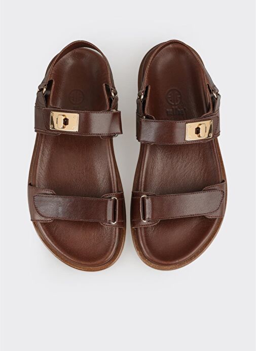 Kahve Deri Kadın Spor Sandalet - Görsel 8