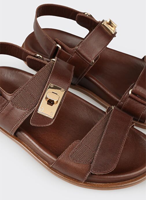 Kahve Deri Kadın Spor Sandalet - Görsel 10