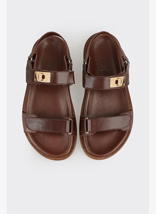 Kahve Deri Kadın Spor Sandalet - Görsel 9