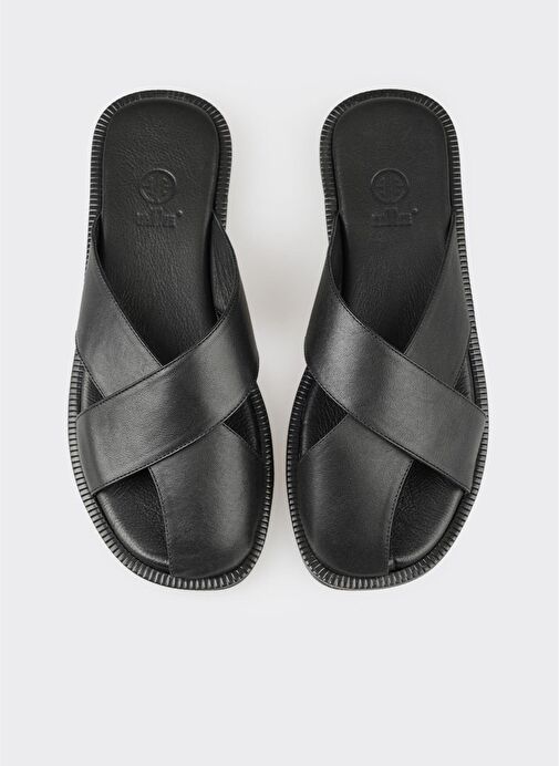 Siyah Deri Kadın Terlik - Görsel 8