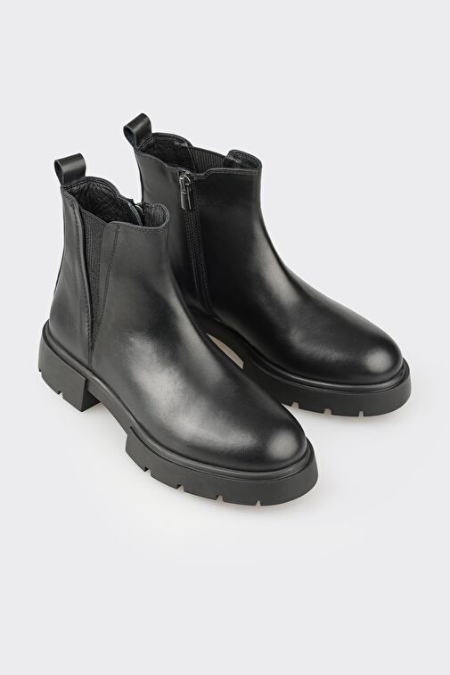 Siyah Deri Kadın Günlük Bot - Görsel 3