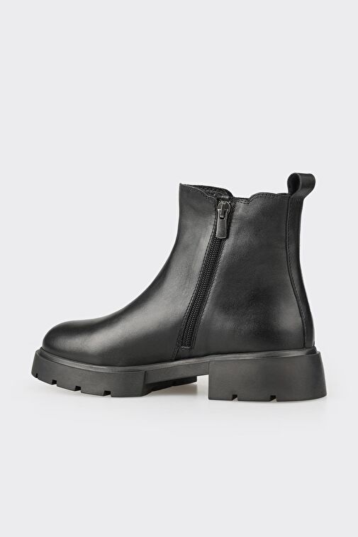 Siyah Deri Kadın Günlük Bot - Görsel 4
