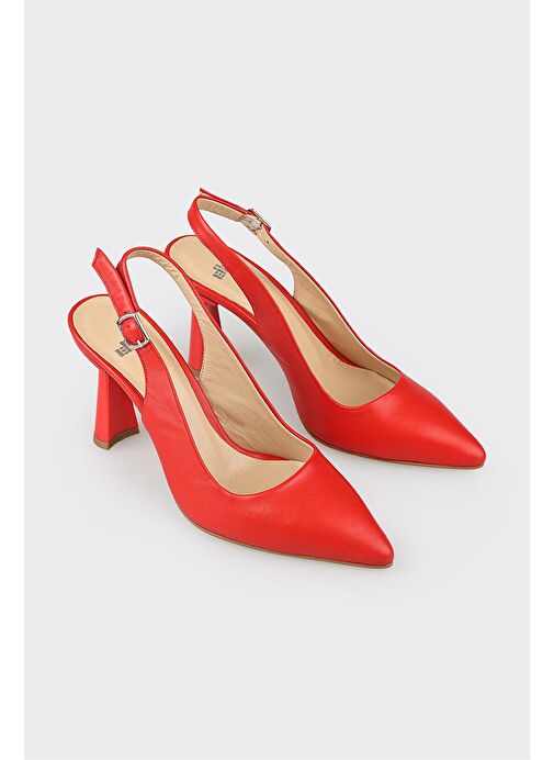 Elle Kırmızı Kadın Deri Topuklu Ayakkabı BARBOLES-3 - Görsel 3