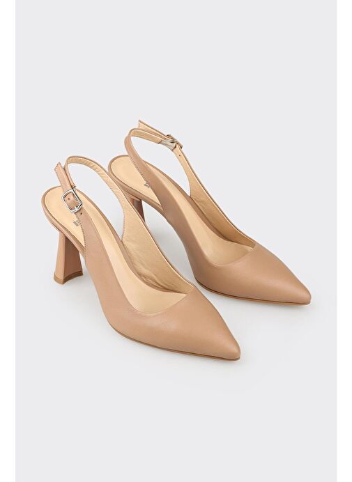 Naturel Deri Kadın Topuklu Ayakkabı - Görsel 3