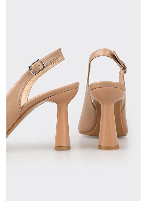 Naturel Deri Kadın Topuklu Ayakkabı - Görsel 5