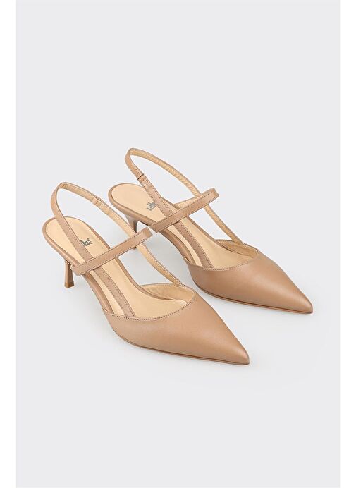 Naturel Deri Kadın Topuklu Ayakkabı - Görsel 3