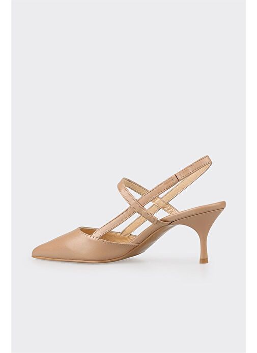 Naturel Deri Kadın Topuklu Ayakkabı - Görsel 4