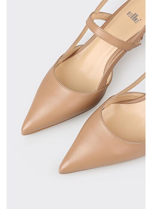 Naturel Deri Kadın Topuklu Ayakkabı - Görsel 5