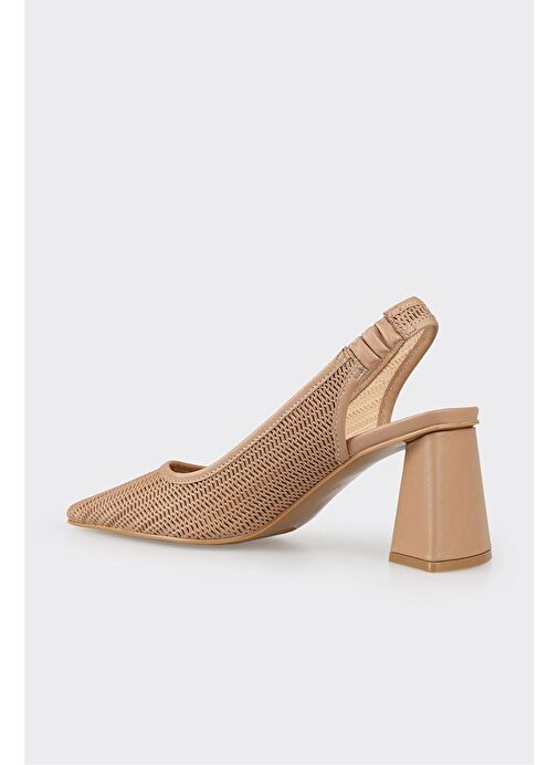 Elle Bej Kadın Deri Topuklu Ayakkabı HEMP-1 - Görsel 4