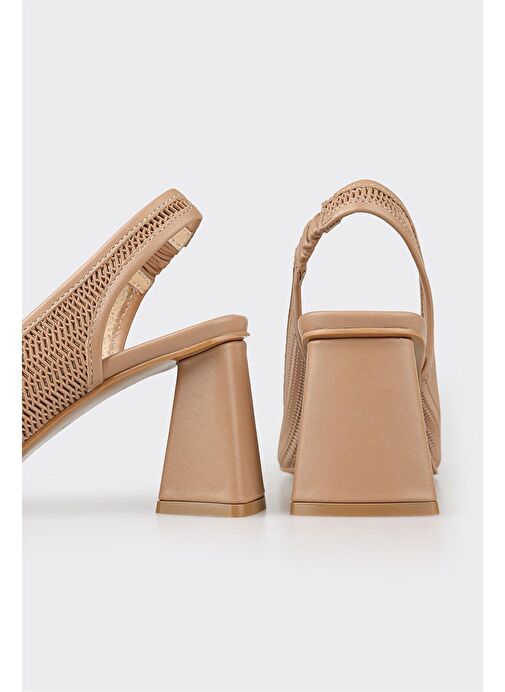 Elle Bej Kadın Deri Topuklu Ayakkabı HEMP-1 - Görsel 5