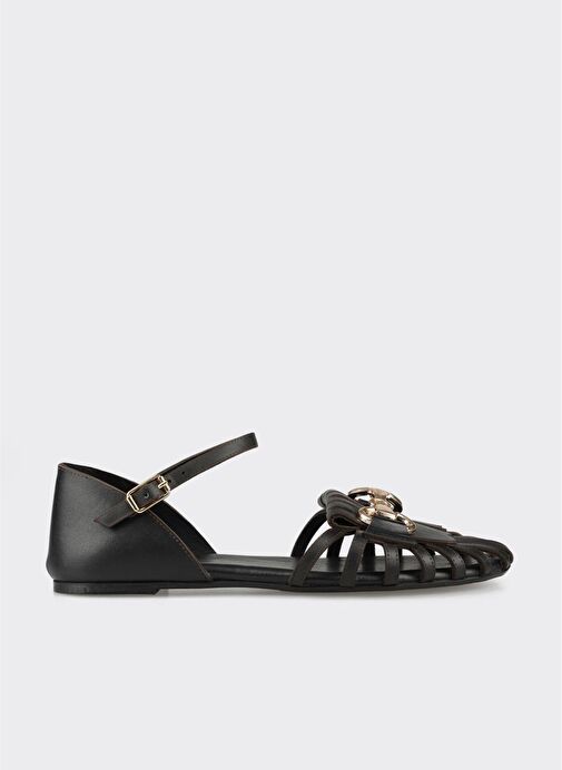 Siyah Deri Kadın Günlük Ayakkabı - Görsel 2