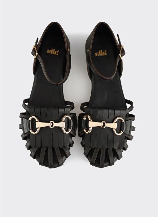 Siyah Deri Kadın Günlük Ayakkabı - Görsel 5