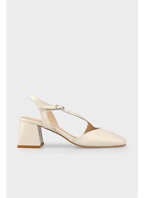 Elle Bej Kadın Deri Topuklu Ayakkabı ARWANA - Görsel 2