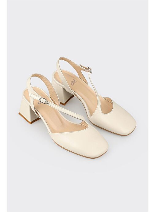 Elle Bej Kadın Deri Topuklu Ayakkabı ARWANA - Görsel 3