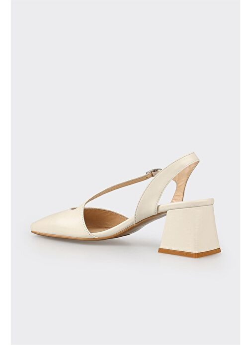 Elle Bej Kadın Deri Topuklu Ayakkabı ARWANA - Görsel 4
