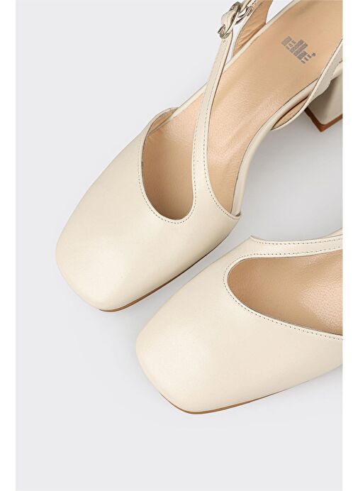 Elle Bej Kadın Deri Topuklu Ayakkabı ARWANA - Görsel 5