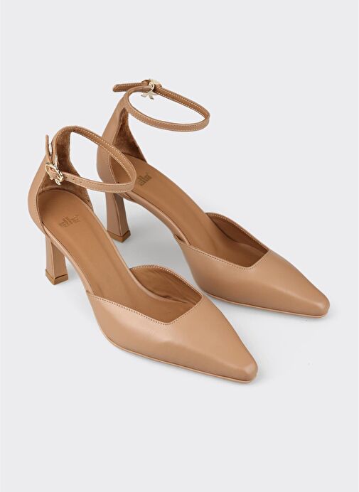 Naturel Deri Kadın Topuklu Ayakkabı - Görsel 3