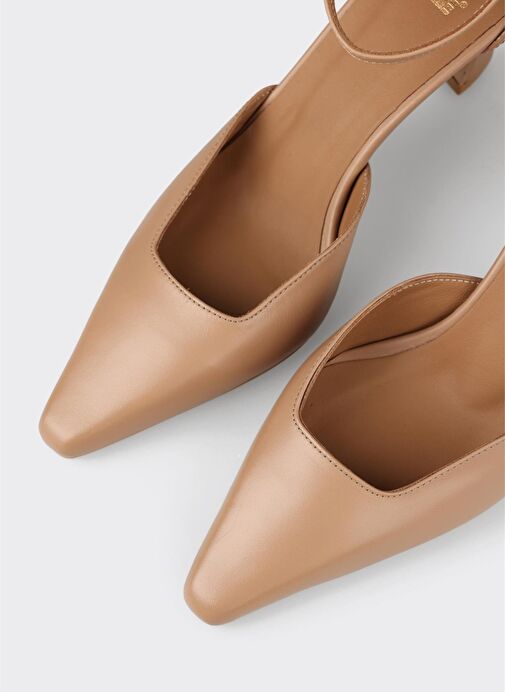 Naturel Deri Kadın Topuklu Ayakkabı - Görsel 5