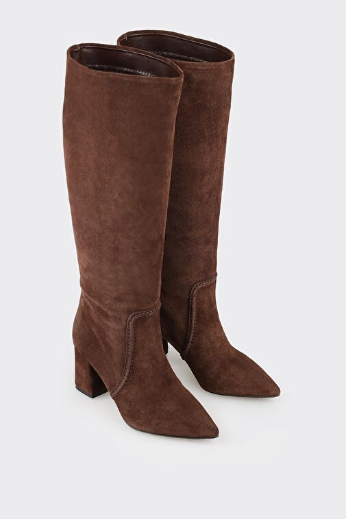 Elle Elle Belirsiz Kahve Deri Kadın Orta Topuk Çizme Bot | Boyner Belirsiz - 3. görsel