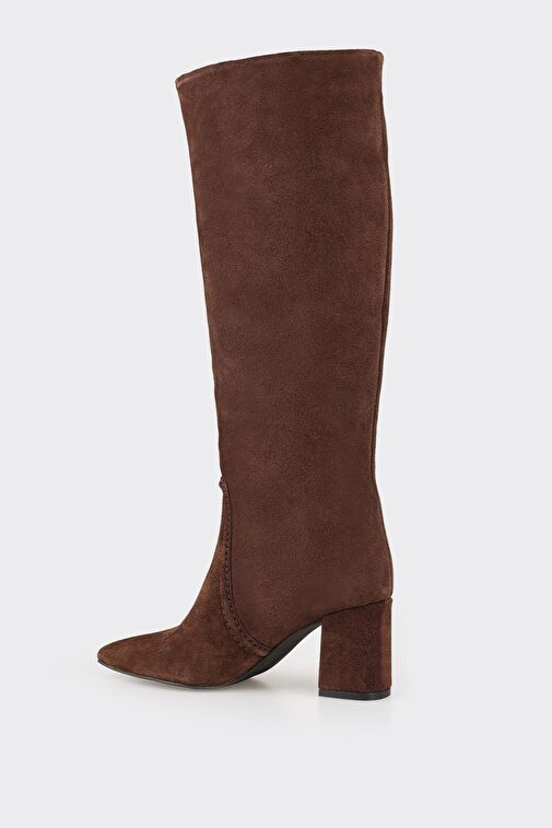 Elle Elle Belirsiz Kahve Deri Kadın Orta Topuk Çizme Bot | Boyner Belirsiz - 4. görsel