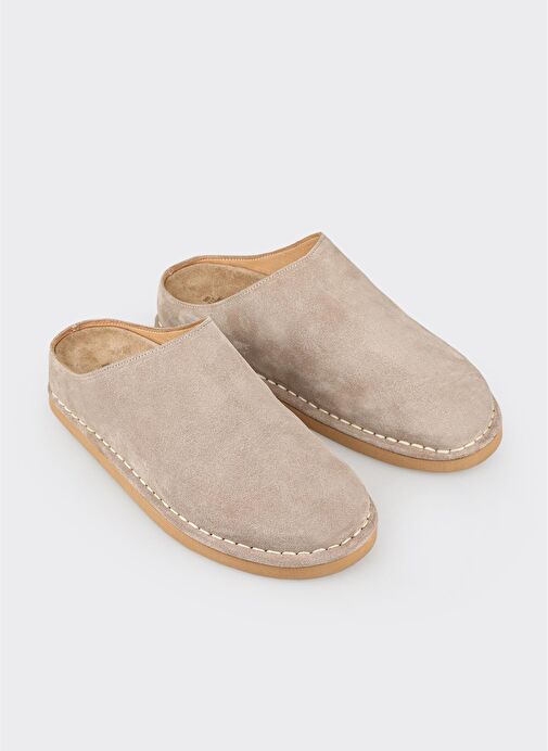 Bej Deri Kadın Terlik - Görsel 3