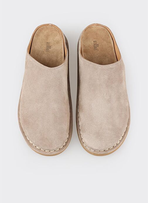 Bej Deri Kadın Terlik - Görsel 5