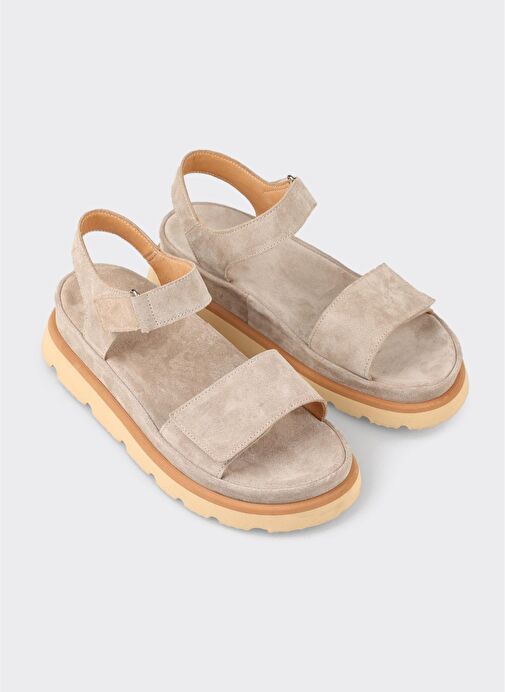 Bej Deri Kadın Sandalet - Görsel 3